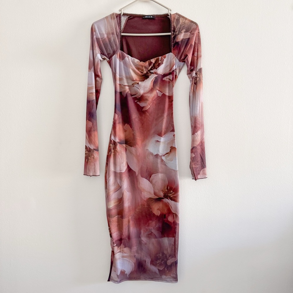 Mesh Floral Long Sleeve Dress